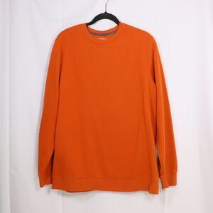 Croft & Barrow Sweatshirt Mens Large Orange Crew Neck Fleece Pullover Sweater